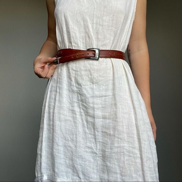 Vintage Women’s 90s Onyx by Brighton Brown Tan Leather Western Cowgirl Belt - Picture 8 of 9